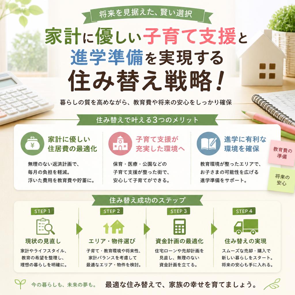 家計に優しい子育て支援と進学準備を実現する住み替え戦略！
