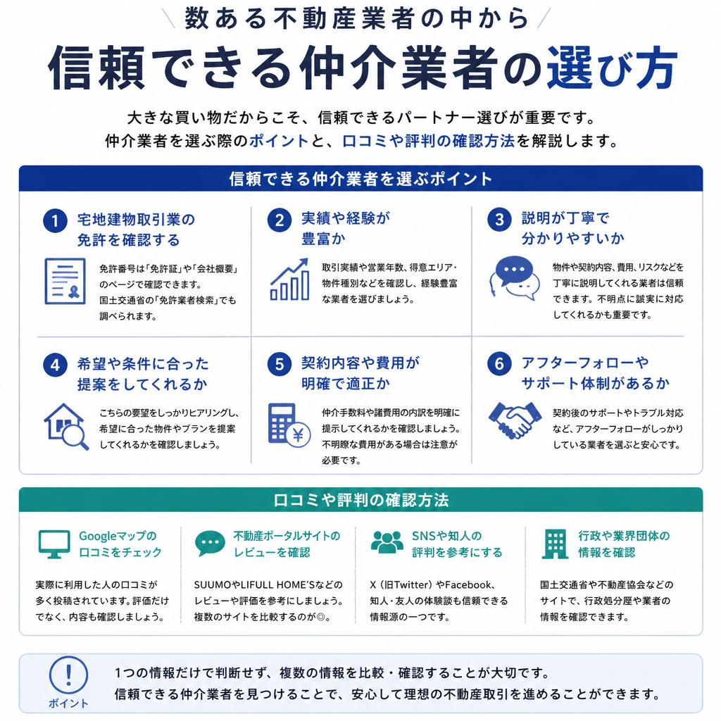 信頼できる不動産仲介業者の選び方