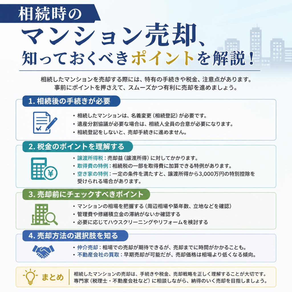 相続時のマンション売却、知っておくべきポイントを解説！