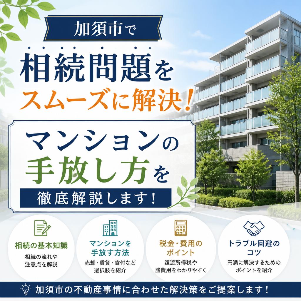 加須市で相続問題をスムーズに解決！
マンションの手放し方を徹底解説します！